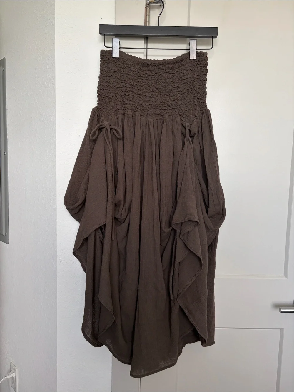 FREE PEOPLE PRAIRIE CONVERTIBLE SKIRT BROWN WOMENS MEDIUM